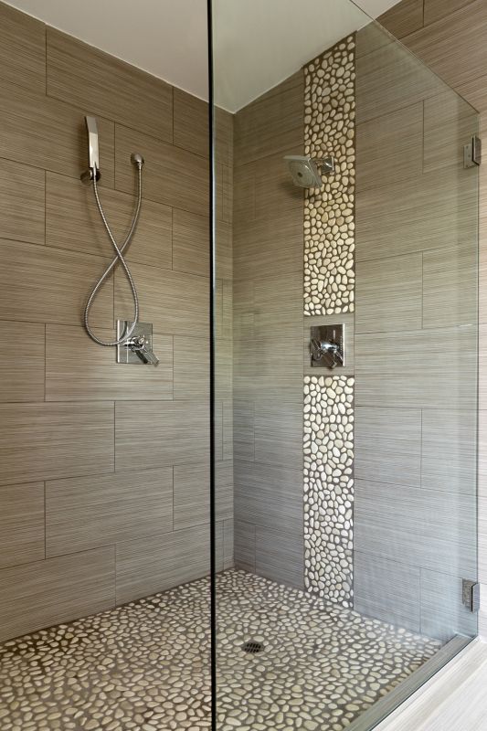 Open Concept Shower with Pebble Floor